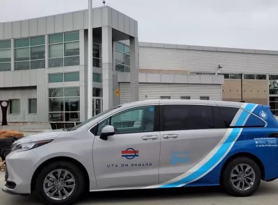 Silver UTA On Demand transit van in Utah.