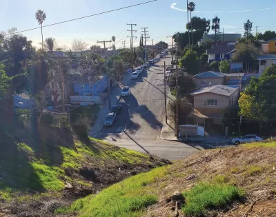 Vacant lot on hillside in East Los Angeles.