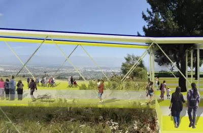 Rendering of pedestrian walkway on hilltop at Puente Hills Landfill Park.