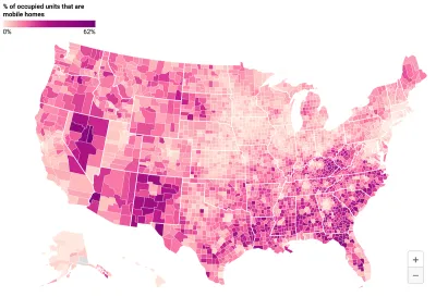 Heat map of extreme heat in rural U.S. communities.
