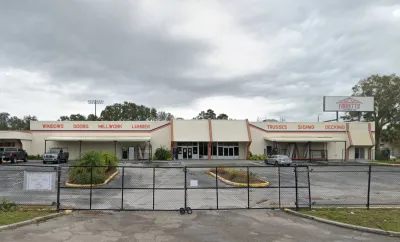 Google street view of closed-down lumber warehouse in St. Petersburg, Florida.