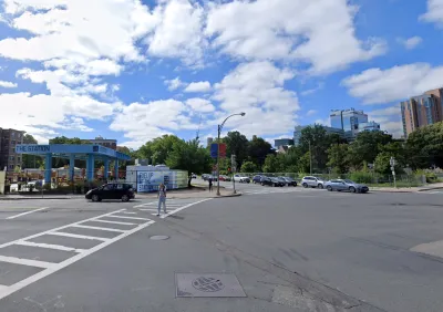 Google Street View of large intersection in Boston, Massachusetts.