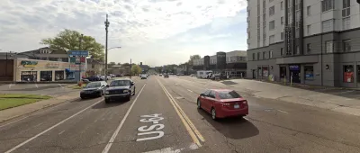Union Ave, showing the multi lane road with businesses on either side.