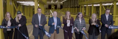Amtrak officials cut the ribbon at the new Seattle facility.