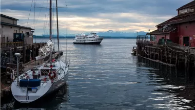 A ferry boat returns to Seattle