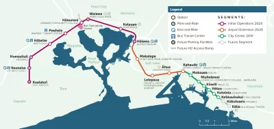 A system map of Skyline Mail, which circumvents the city of Honolulu.