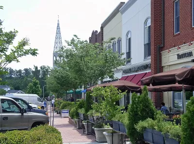 Walkable street in Southern Village in Chapel Hill, North Carolina