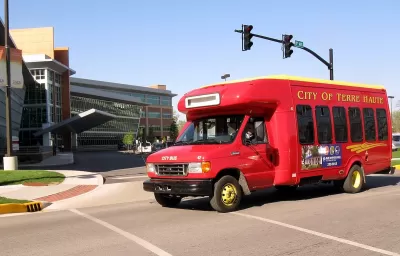 Red City of Terre Haute small transit bus in Terre Haute, Indiana.