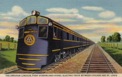 Postcard depiction of an old train line