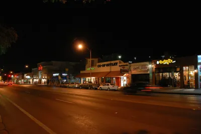 Wide roadway in Austin, Texas at night.