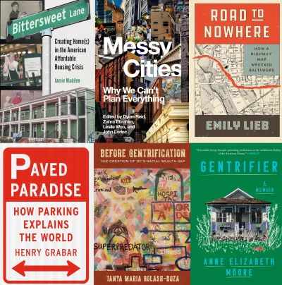Collage of six book covers.
