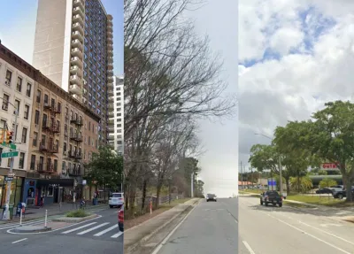 Three images of different sprawl environments