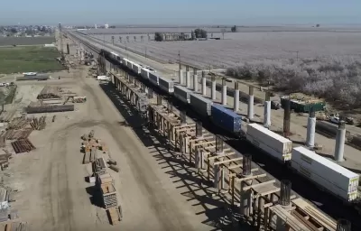 Wasco Viaduct under construction in California's Central Valley as part of California High-Speed Rail project.