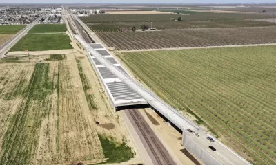 Aerial view of Wasco viaduct built for California HIgh-Speed Rail project.