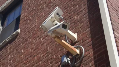 Security cameras on a building