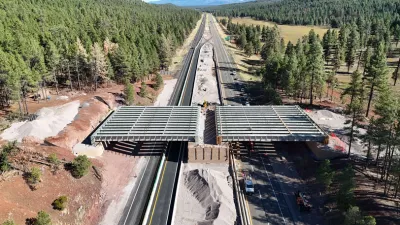 A wildlife crossing in Arizona under construction.