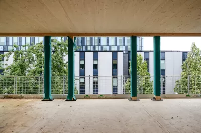 View from inside York House adaptive reuse building in London.