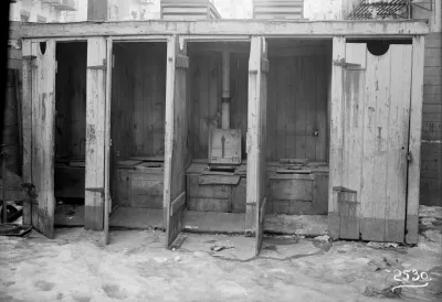 Wood outhouses in the early 20th century