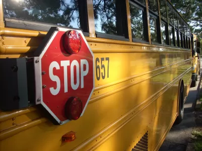 School bus with stop sign