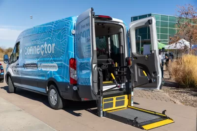 Blue Denver Connector transit van with wheelchair lift