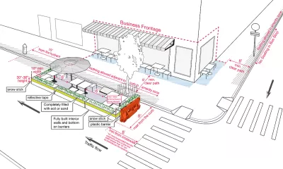 Drawing of outdoor dining setup.