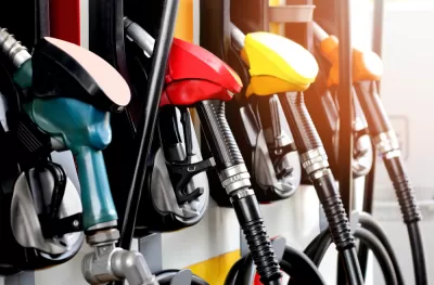 Close-up of multicolored gas station pumps
