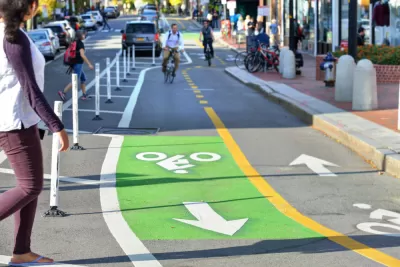 Green protected two-way bike lane