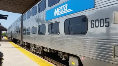 Metra train stopped at station