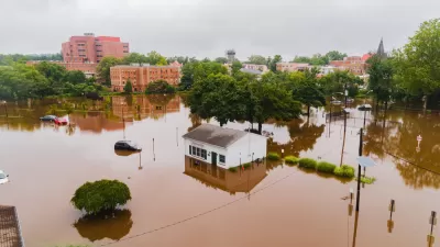 Aerial view of flooding in Mout Holly, New Jersey
