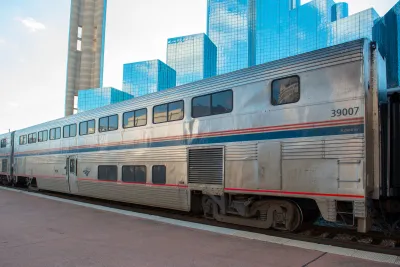 An Amtrak train in Dallas, Texas