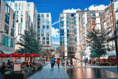 Modern glassy apartment buildings in Washington, D.C.