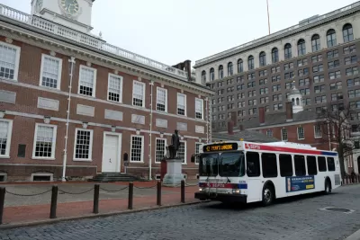 SEPTA bus stopped in front of Independence Hall, Phialdelphia, Pennsylvania