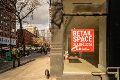 Vacant storefront on a New York City street with For Lease sign