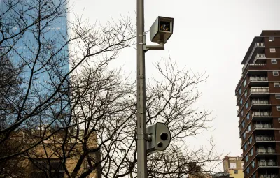 Red light camera on post in New York City.
