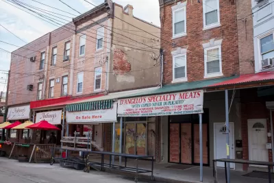 Brick storefronts in Philadelphia, Pennsylvania