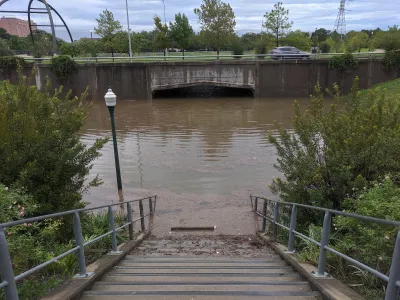 A flooded pedestrian underpass in Houston, Texas.