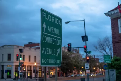 A sign near Dupont Circle gives directions to Florida Avenue and Connecticut Avenue, which are both major roads in the city.