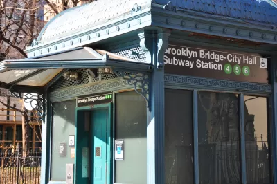 Close-up of Brooklyn Bridge station elevator