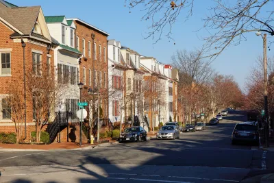 Brick three-story residential buildings in Alexandria, Virginia.