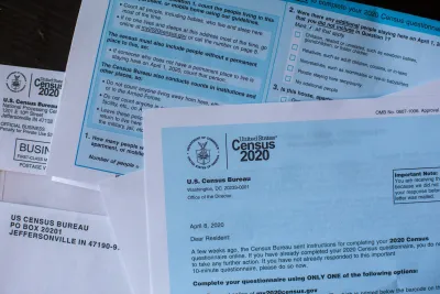Close-up on U.S. Census forms.