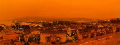 Orange hazy sky over San Francisco during wildfires