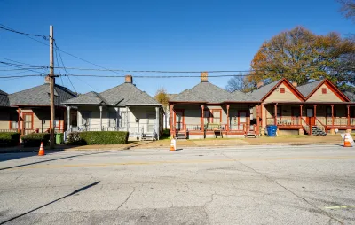 Row of small wood Craftsman-style houses in Atlanta, Georgia.