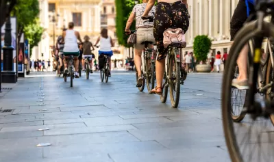 Group of bicyclists on a city street