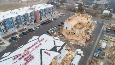 Aerial of apartment complex under constriction in Nampa, Idaho.