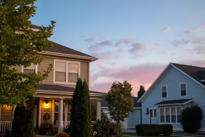 Houses in Salt Lake City, Utah at dusk.