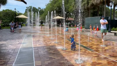 Children playing in a splash pad