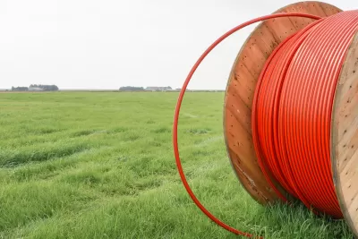 Broadband cable spool in rural area
