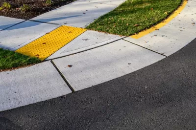 Curb cut at corer of sidewalk