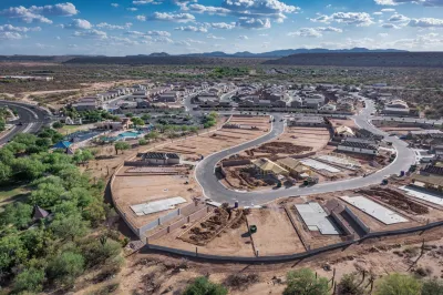 Aerial of housing subdivision under construction in Arizona.