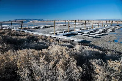 Abandoned boat lauches at the Great Salt Lake, Utah.